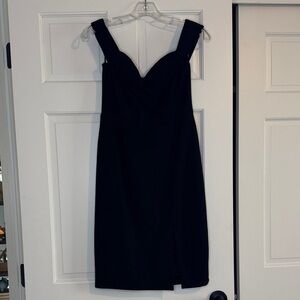 Lulu's Black Sweetheart Midi Dress with Wide Straps